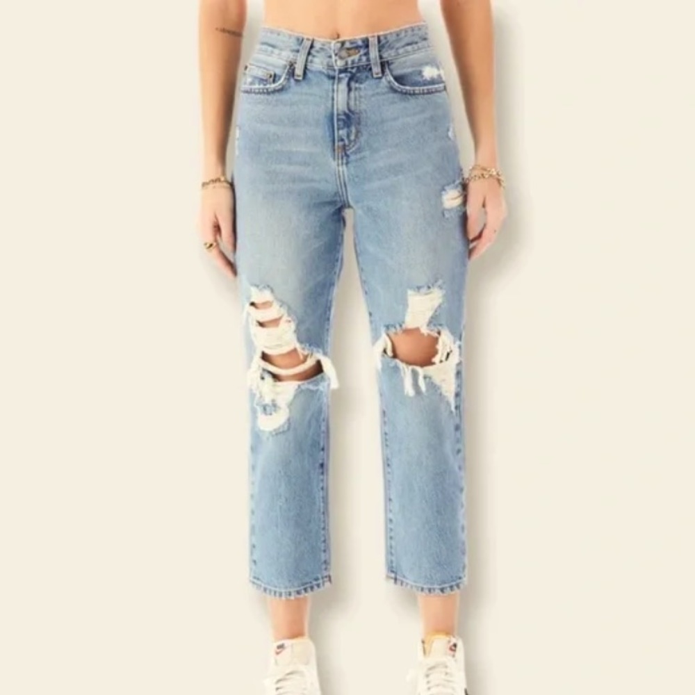 LF CARMAR Hermia Jeans High Waisted Distressed Cropped Straight Leg Size 25